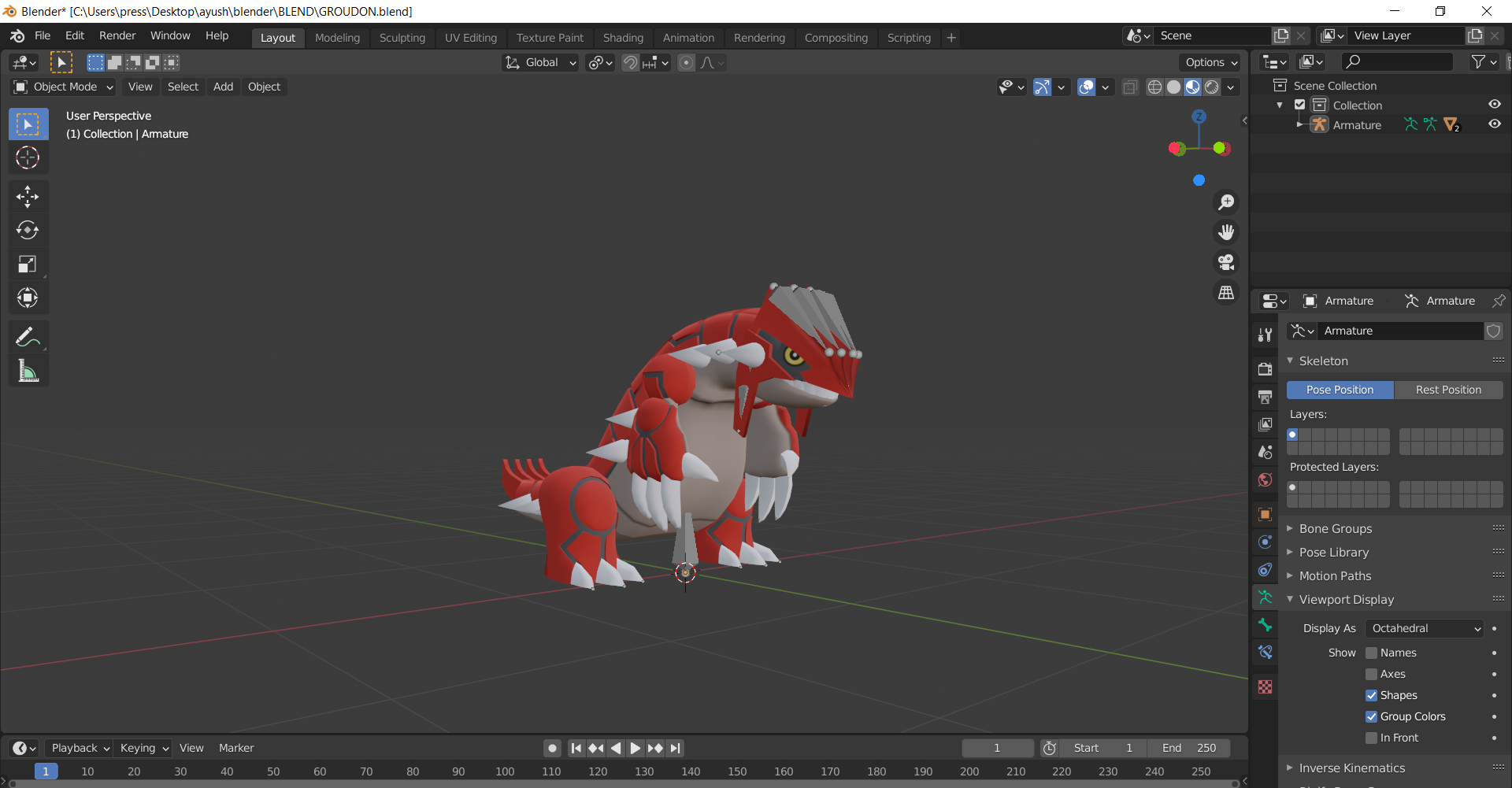 Rigged Pokemon groudon (from pokemon omega ruby) preview image 1